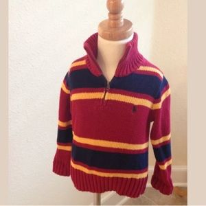 Ralph Lauren Striped 3/4 Zip Sweater